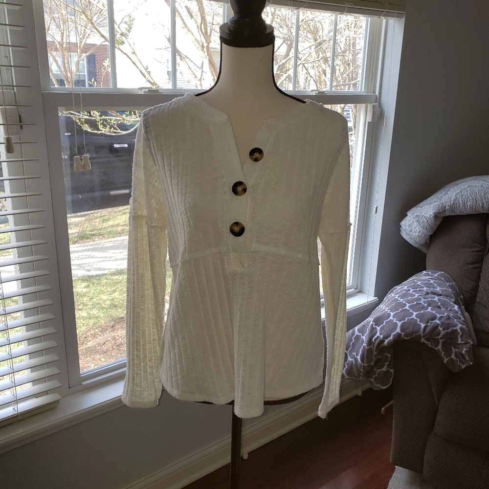 Cream Long Sleeved Top